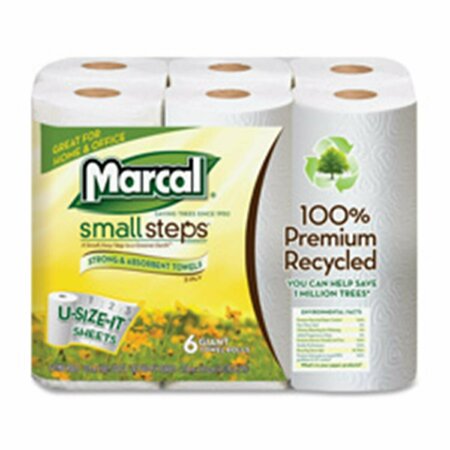 MARCAL Paper Mills, Inc  Paper Towels, 2-Ply, 140 Sheets-Roll, 24 Rolls-CT, White MA464116